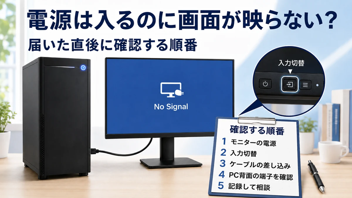 ゲーミングPCの電源は入るのに画面が映らない?届いた直後に確認する順番