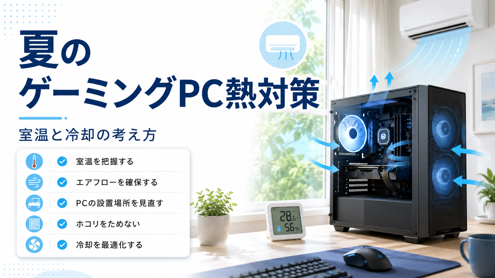 夏のゲーミングPC熱対策｜室温と冷却の考え方を初心者向けに解説